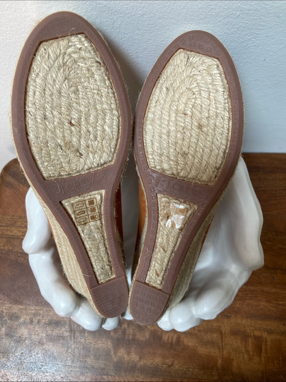 J. Crew Seville Suede Espadrille Wedge Pumps - Cognac Brown - Picture 8 of 9
